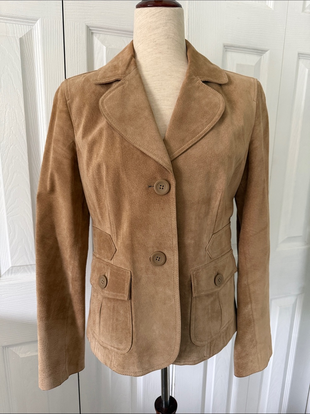 Ann Taylor LOFT Leather Cargo Pocket Suede Jacket Sz 4